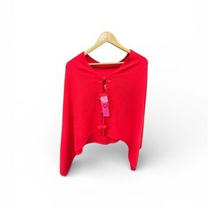 NWT Lilly Pulitzer Harp Cashmere Wrap With Bows Red One Size